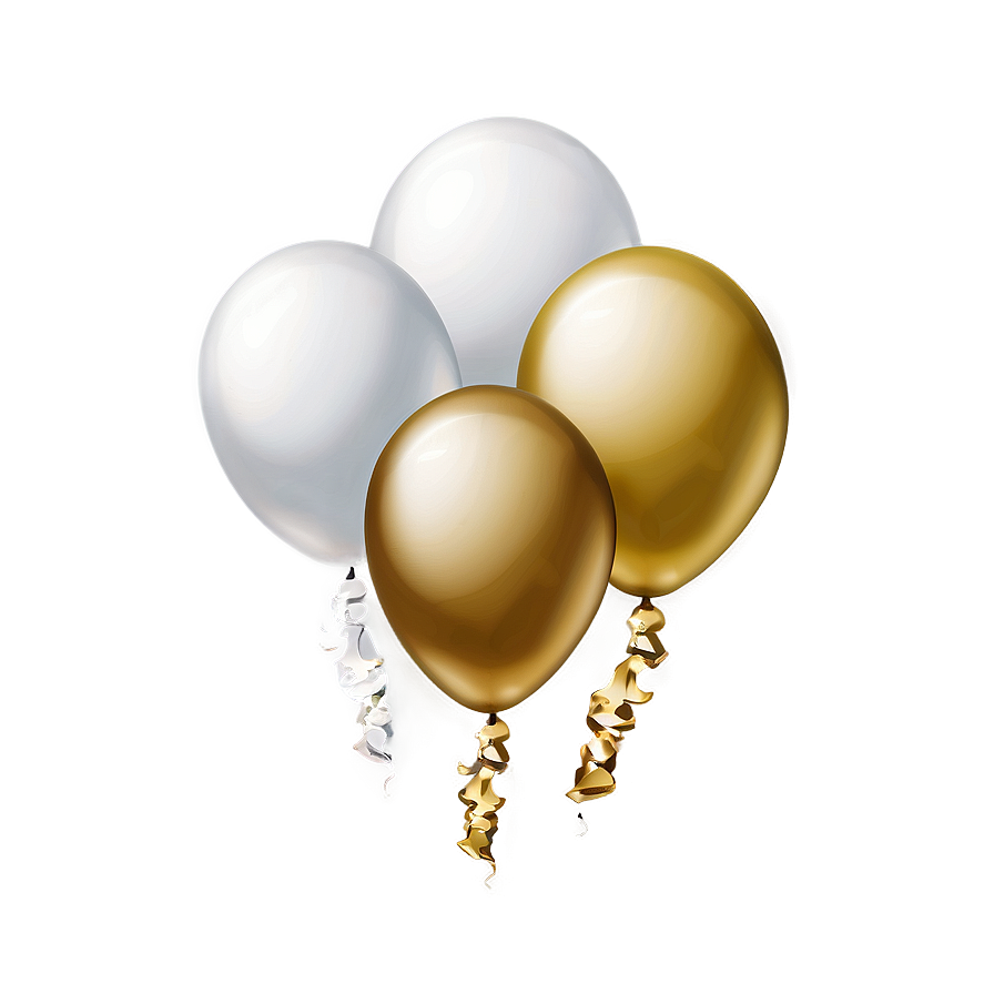 White And Gold Balloons Png 06122024 PNG image