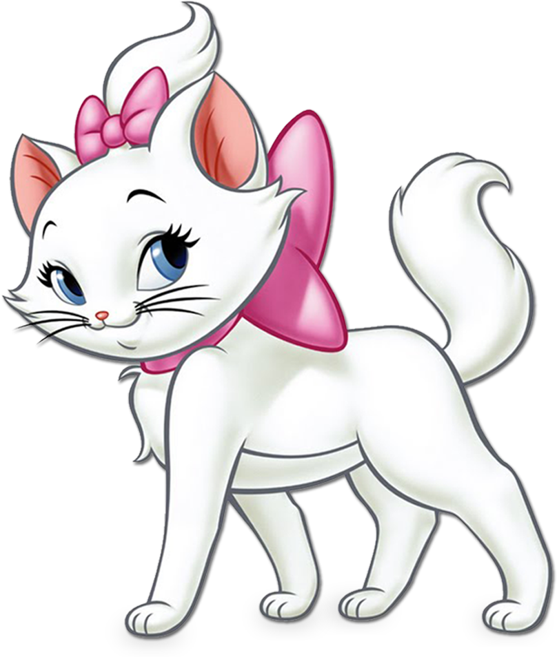 White Animated Kitten Pink Bow PNG image