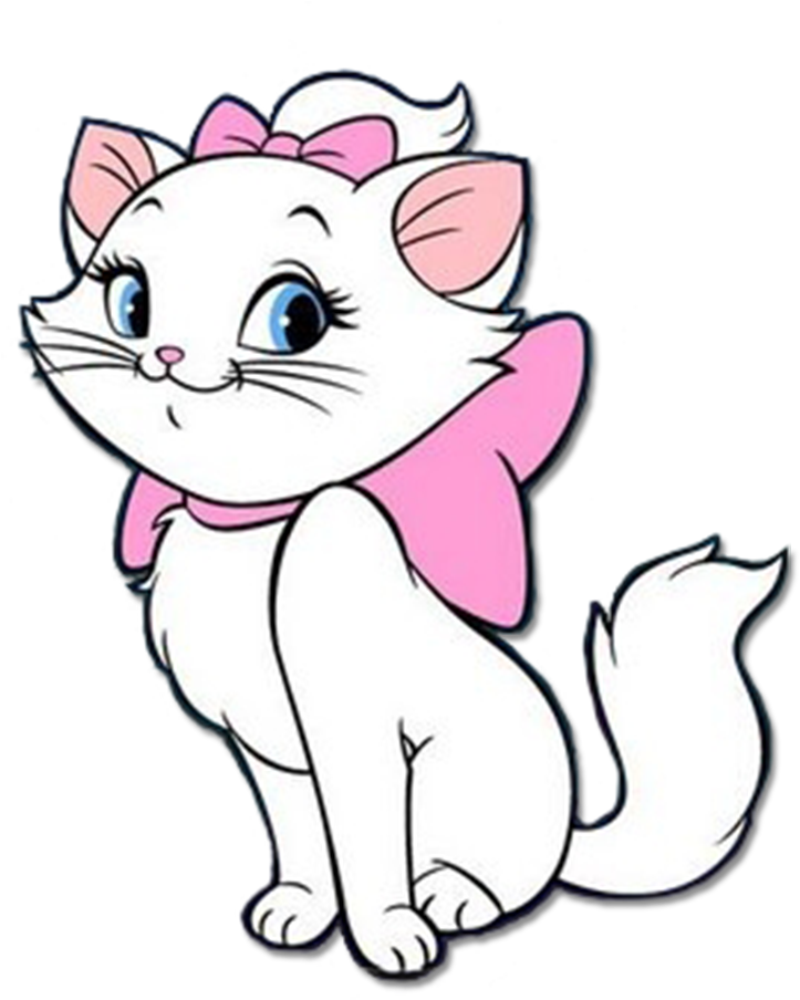 White Animated Kitten Pink Bow PNG image