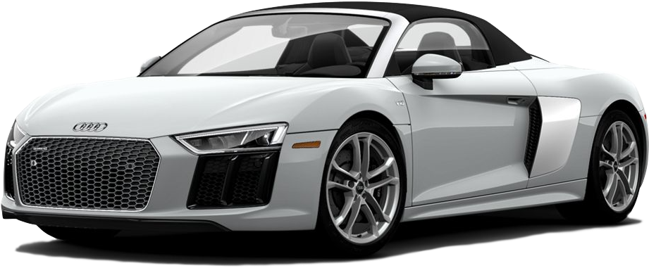 White Audi R8 Spyder Profile View PNG image