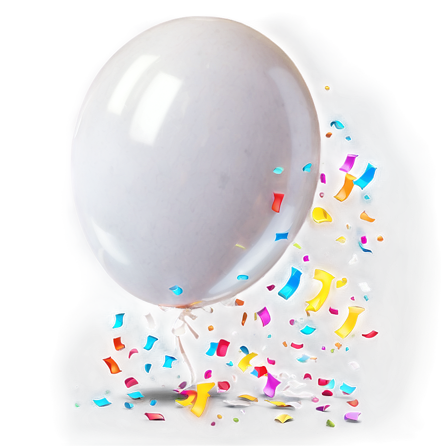 White Balloon With Confetti Png 06212024 PNG image