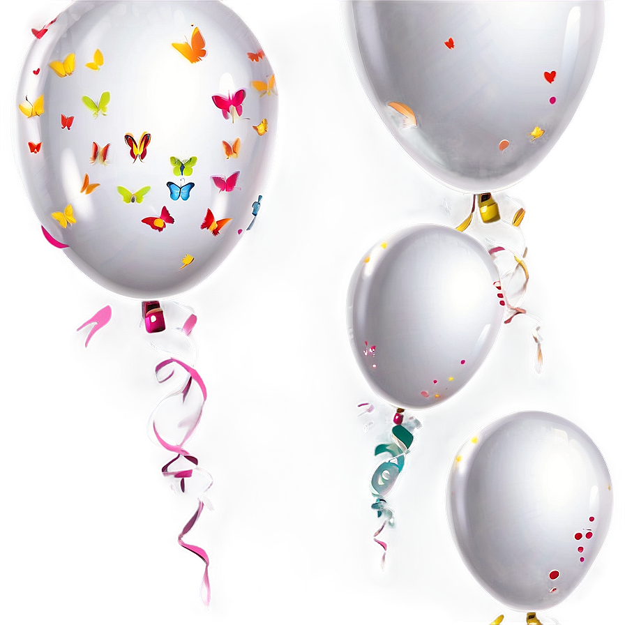 White Balloons Vector Png 06122024 PNG image