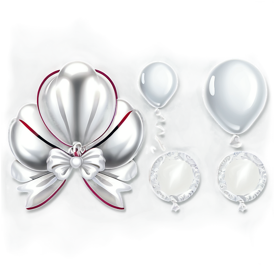 White Balloons With Bows Png 8 PNG image