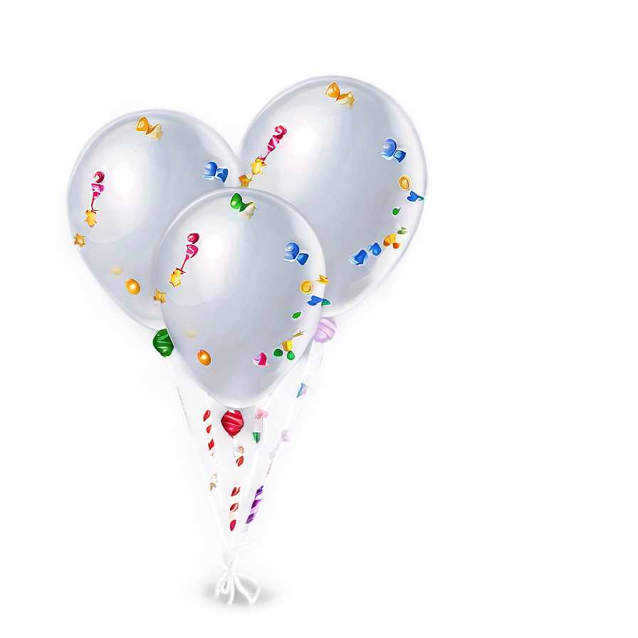 White Balloons With Bows Png Fgj24 PNG image