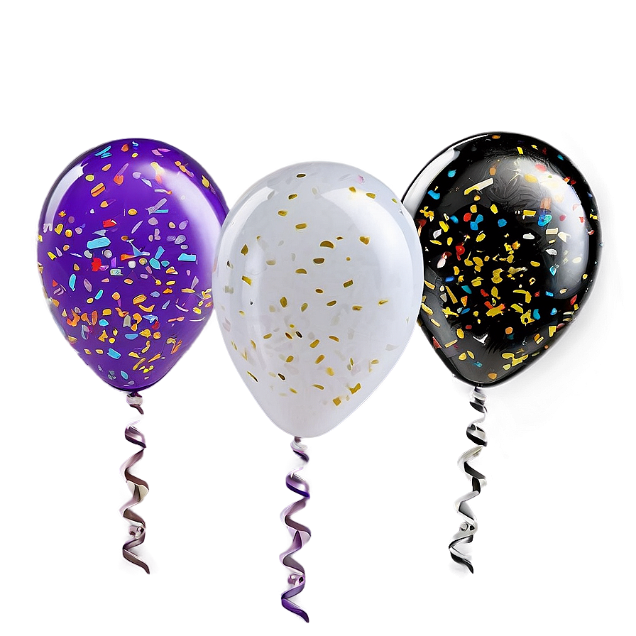 White Balloons With Confetti Png 34 PNG image