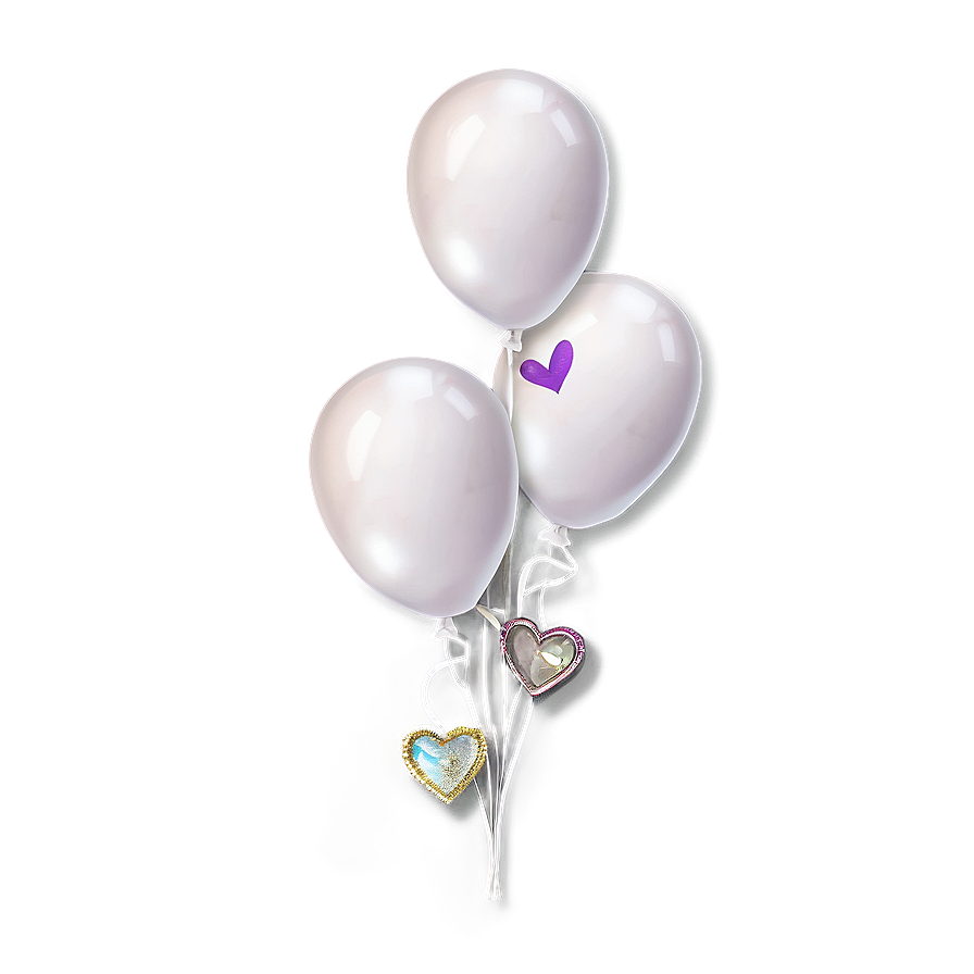 White Balloons With Hearts Png Jba47 PNG image