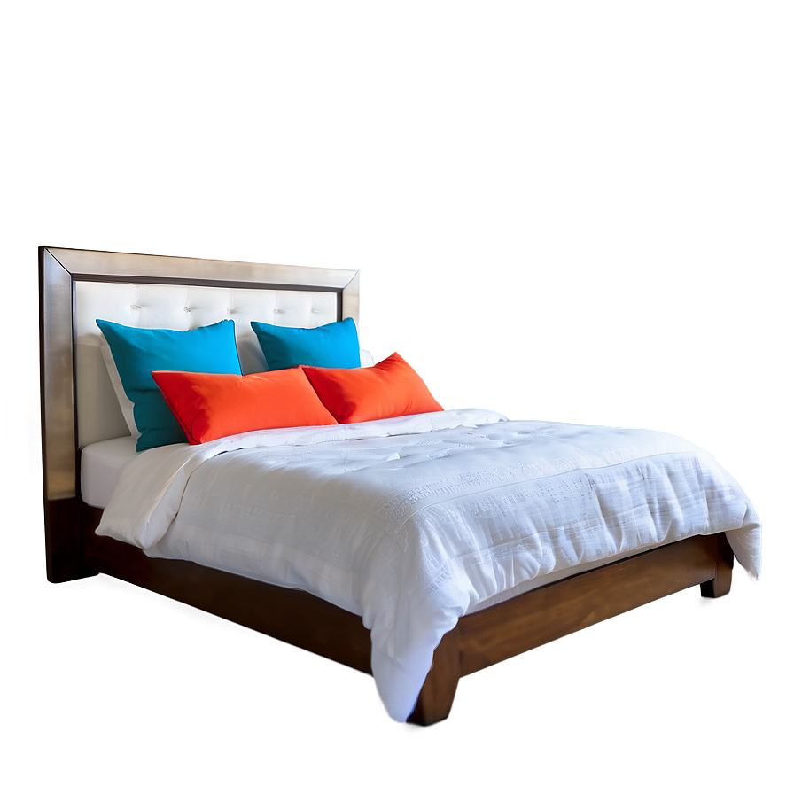 White Bed With Bright Accents Png Yvy36 PNG image