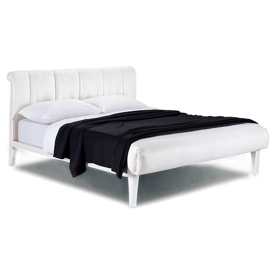 White Bed With High Headboard Png 06132024 PNG image