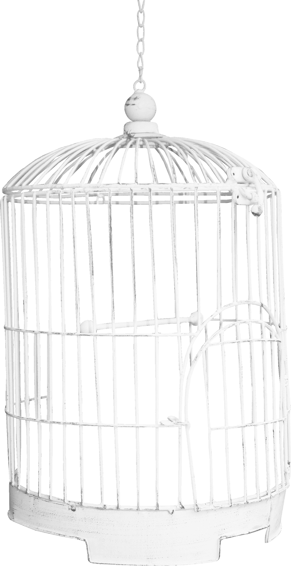 White Bird Cage Hanging PNG image