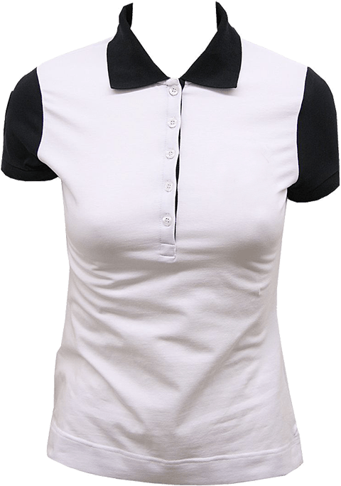 White Black Contrast Collar Polo Shirt PNG image