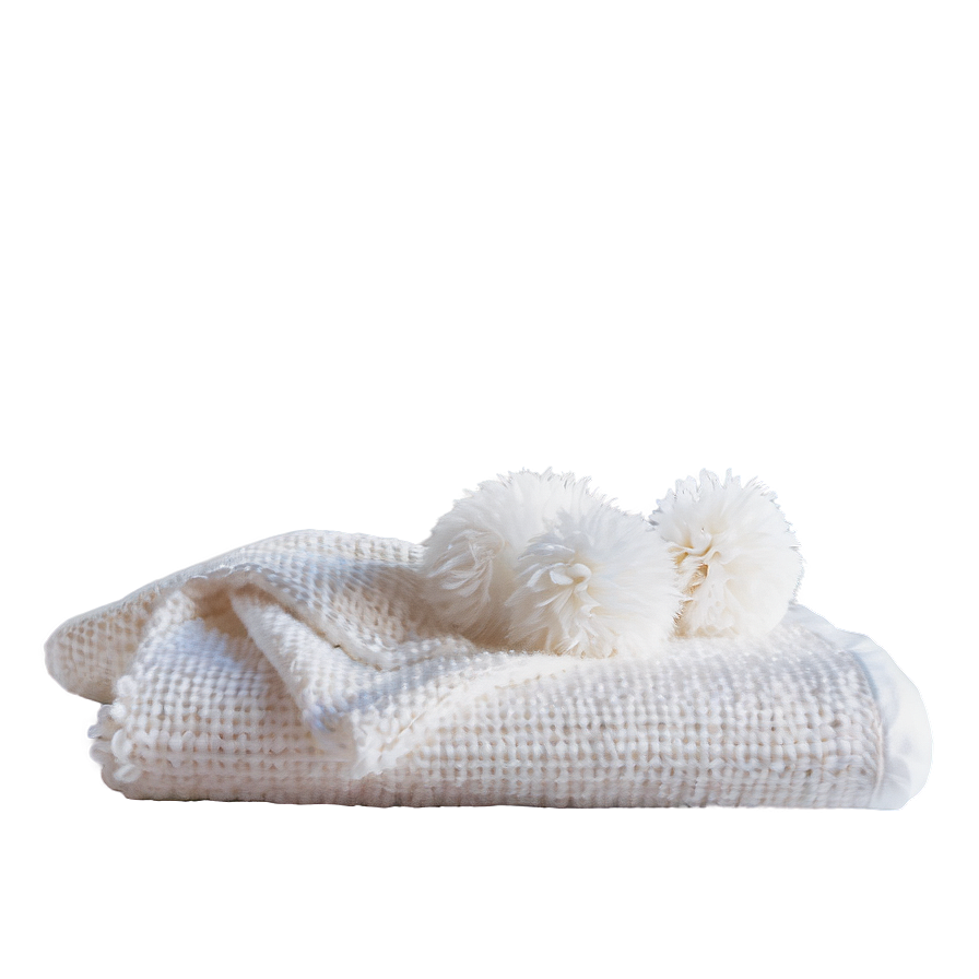 White Blanket With Pom Poms Png Gxw PNG image