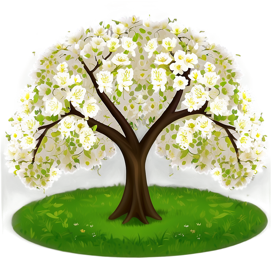 White Blossom Tree Scene Png 06252024 PNG image