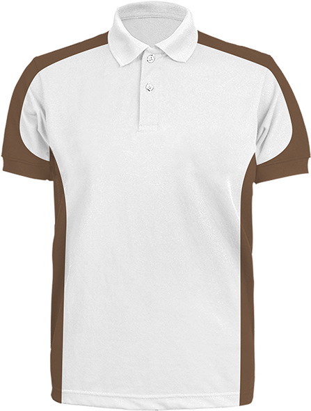 White Brown Trimmed Polo Shirt PNG image