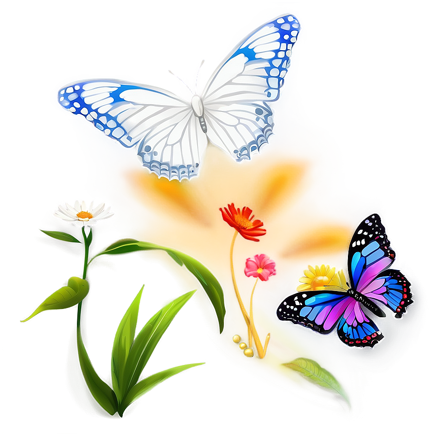 White Butterfly Cartoon Png 06122024 PNG image