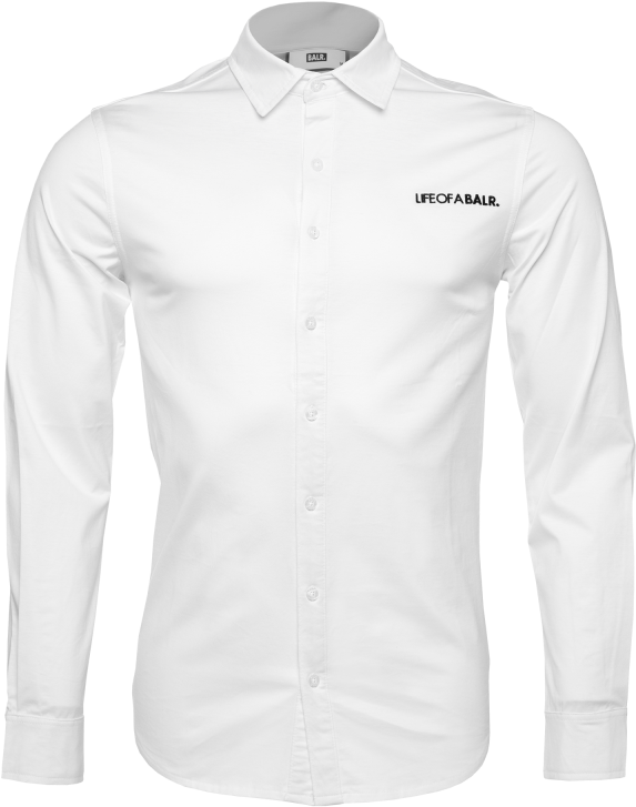 White Button Up Shirt Lifeofa Balr Logo PNG image