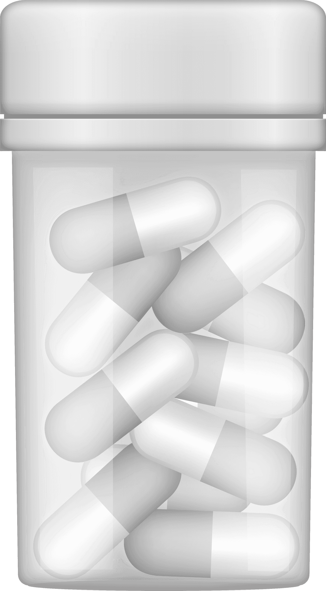 White Capsule Pillsin Bottle PNG image