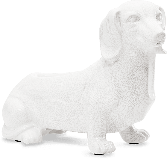 White Ceramic Dachshund Sculpture PNG image