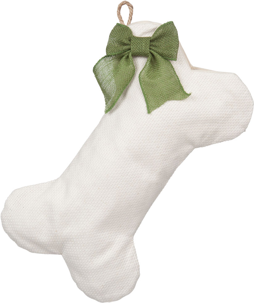 White Christmas Stockingwith Green Bow PNG image