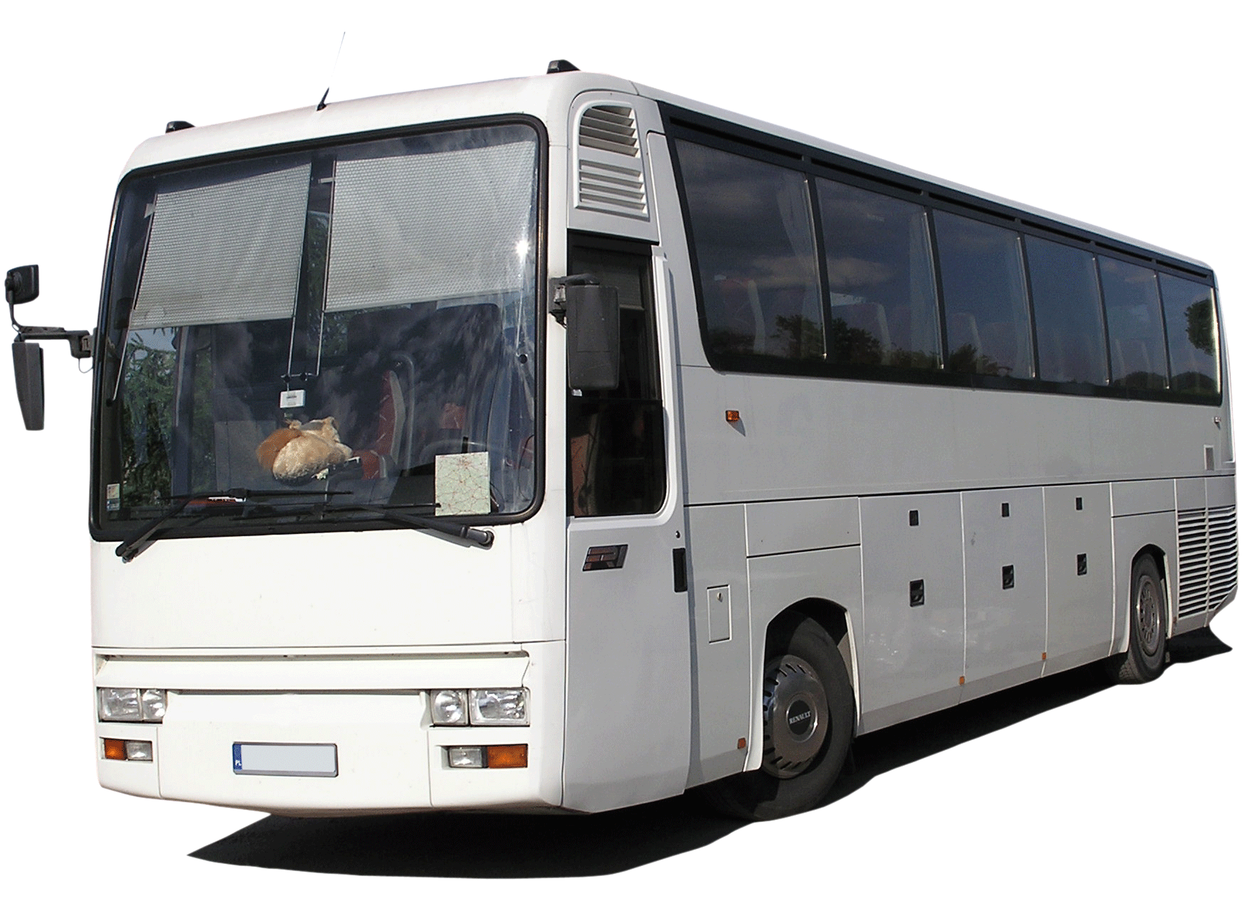 White Coach Bus Isolated PNG image