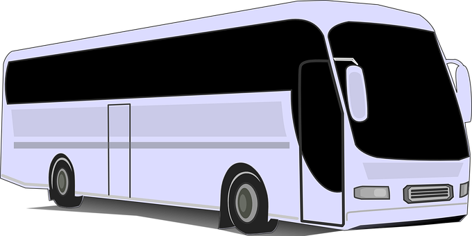 White Coach Bus Vector Illustration PNG image