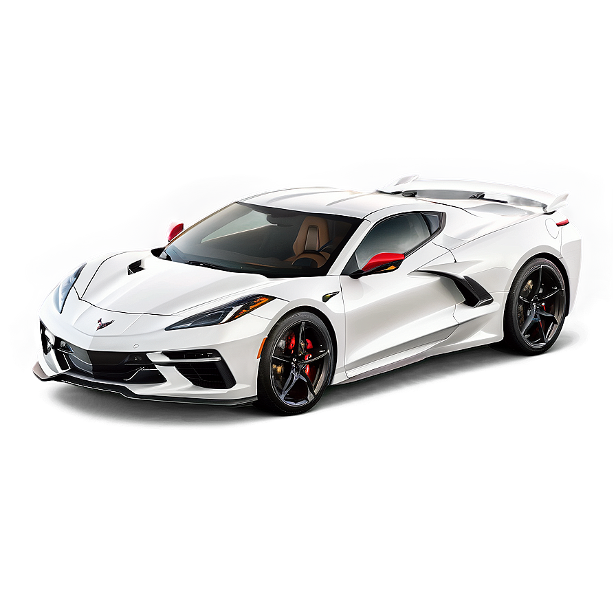 White Corvette C8 Profile View Png 6 PNG image