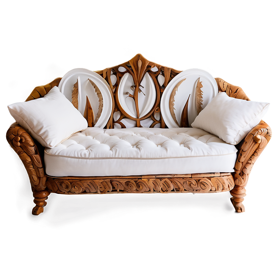 White Couch In Boho Style Png 30 PNG image