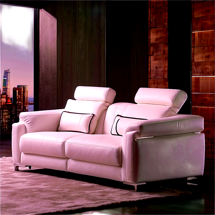 White Couch With Adjustable Headrest Png Kxu PNG image