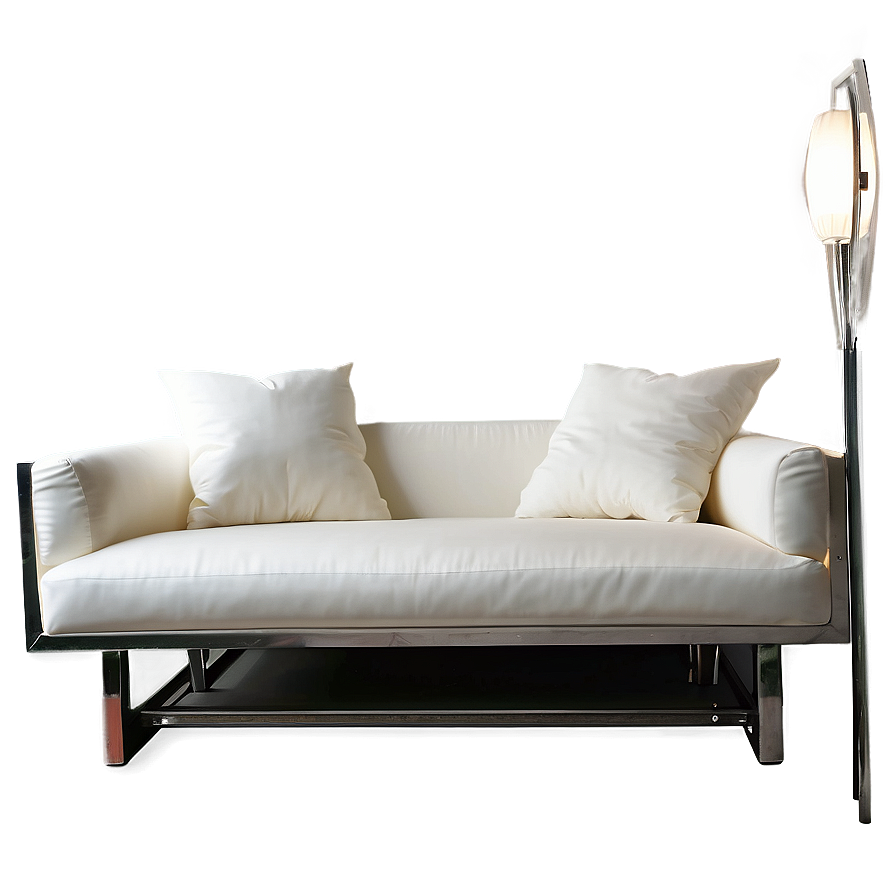 White Couch With Metal Frame Png 06212024 PNG image