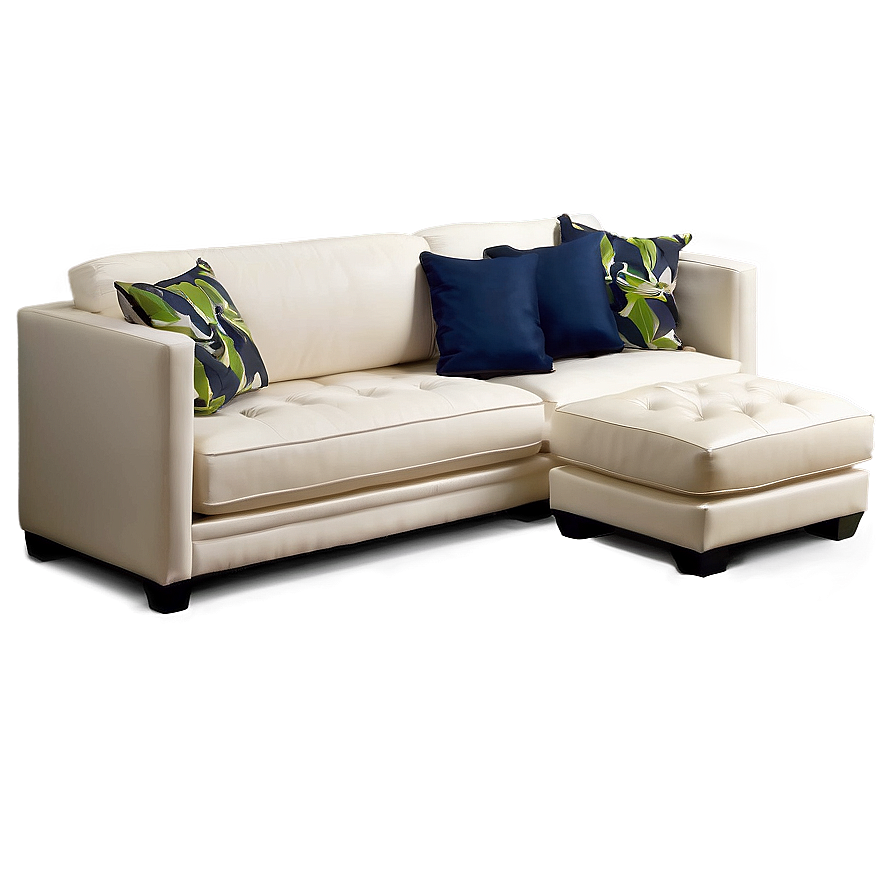 White Couch With Ottoman Png Rqr PNG image