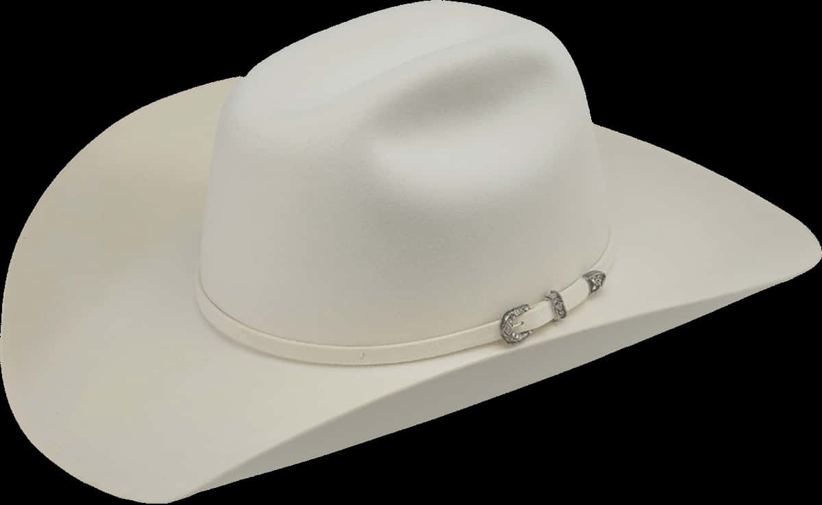 White Cowboy Hatwith Silver Band PNG image