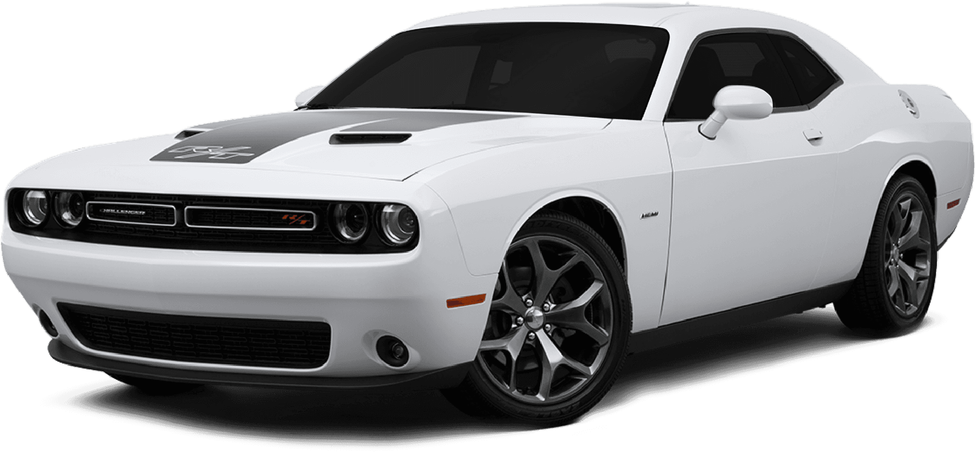 White Dodge Challenger S R T Angled View PNG image