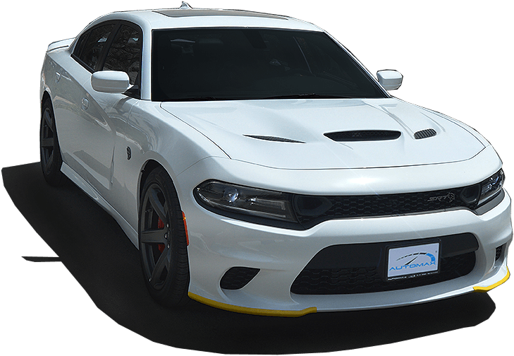 White Dodge Charger S R T Angled View PNG image