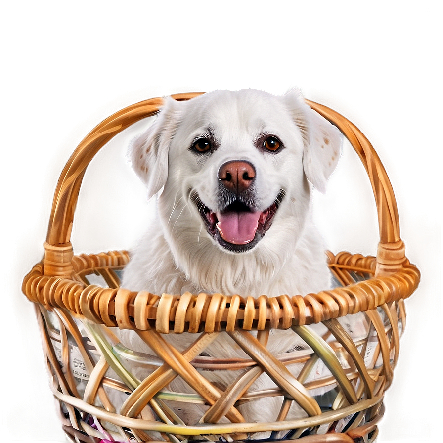 White Dog In Basket Png 06262024 PNG image