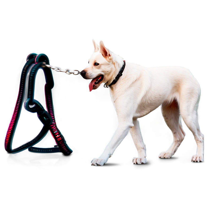 White Dog On Leash Png 62 PNG image