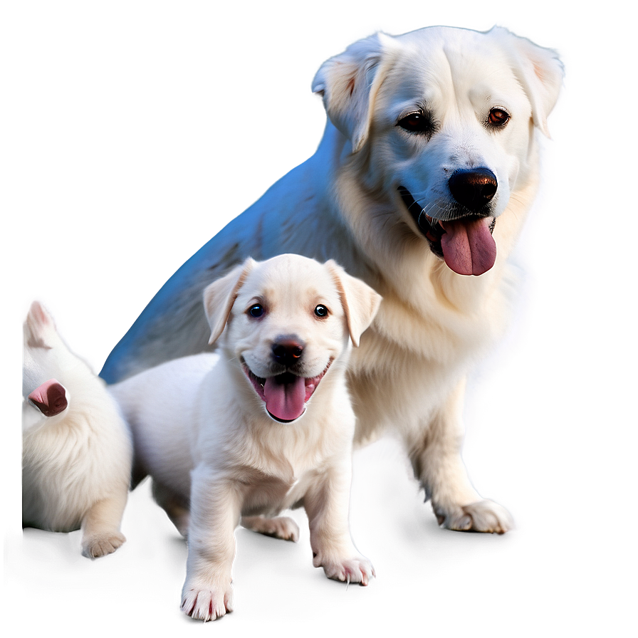 White Dog With Puppies Png 06262024 PNG image