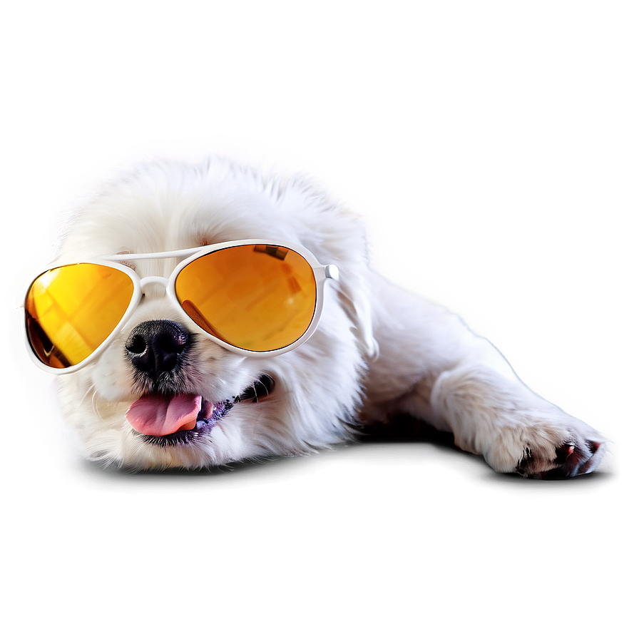 White Dog With Sunglasses Png 96 PNG image