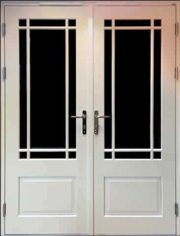 White Double Doorswith Glass Panels PNG image