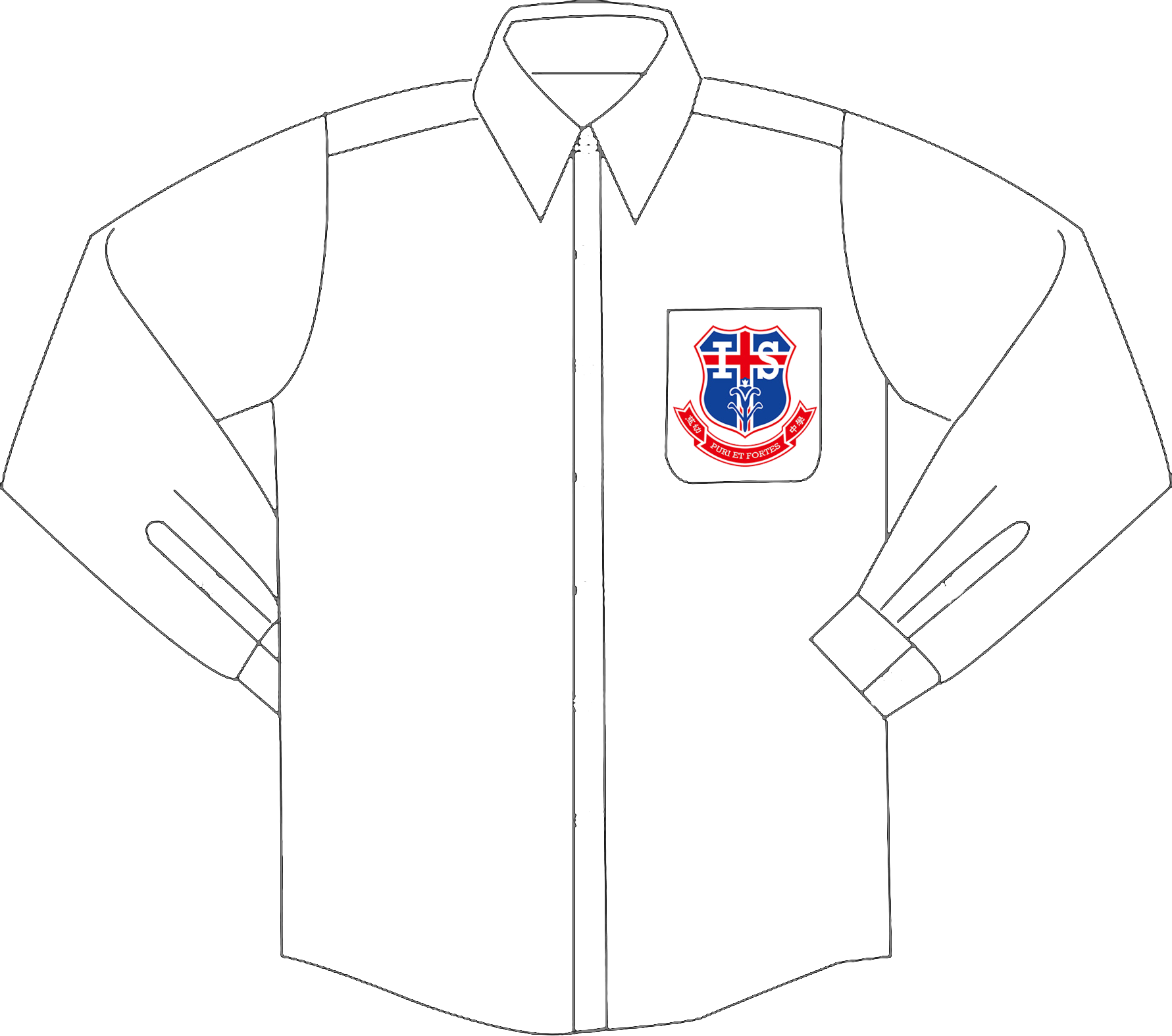 White Dress Shirt With Crest Design PNG image