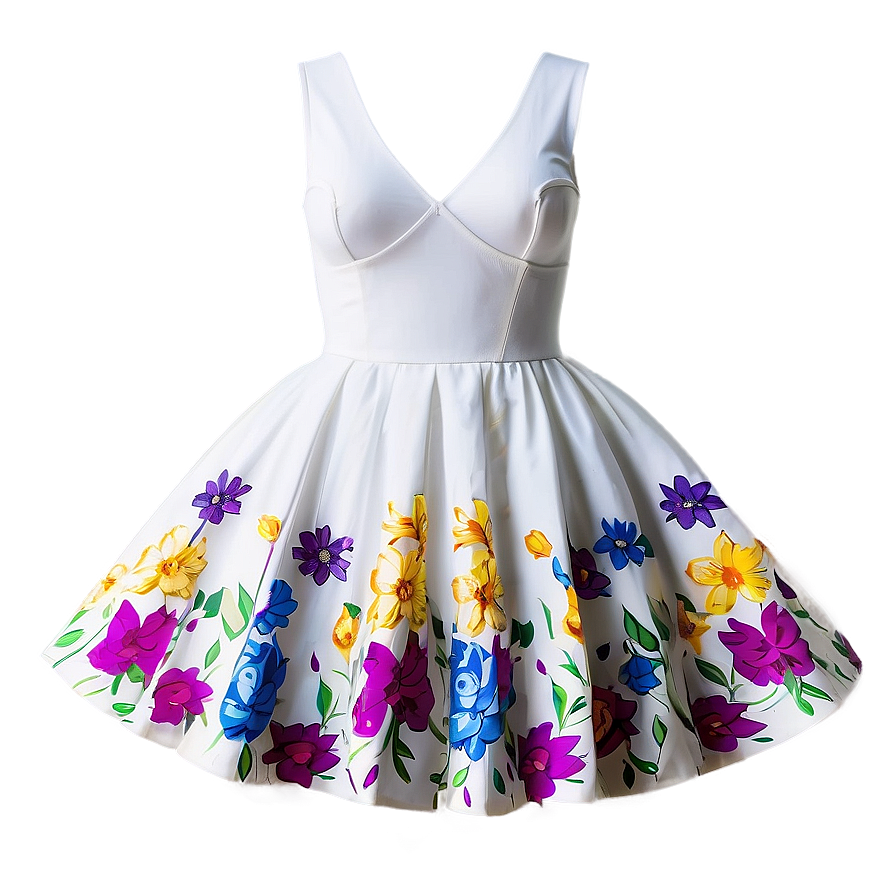 White Dress With Floral Detail Png 22 PNG image