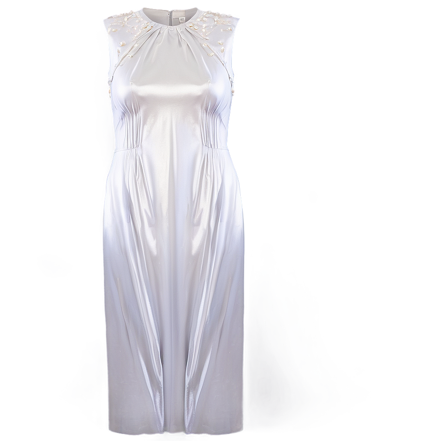 White Dress With Pearl Accents Png 06212024 PNG image