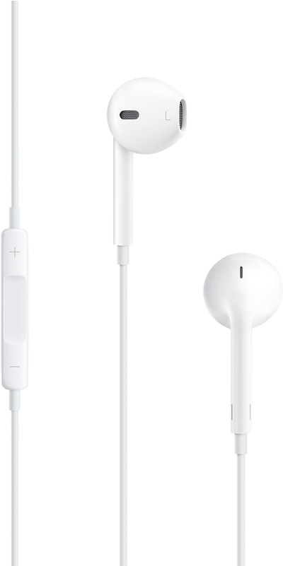 White Earbud Headphoneswith Inline Remote PNG image