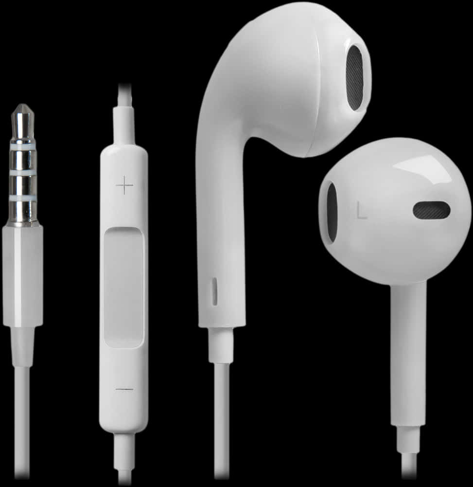 White Earphones Isolated Background PNG image