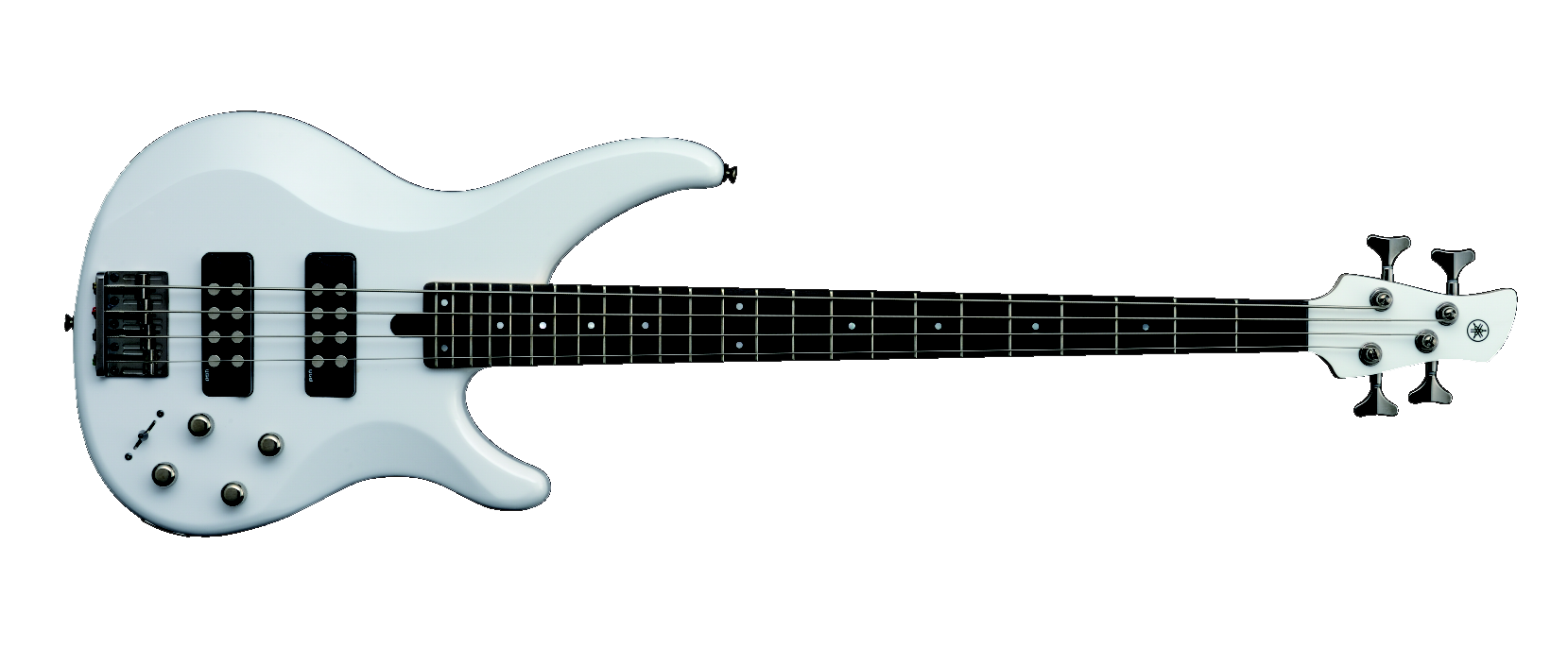 White Electric Bass Guitar Black Background PNG image