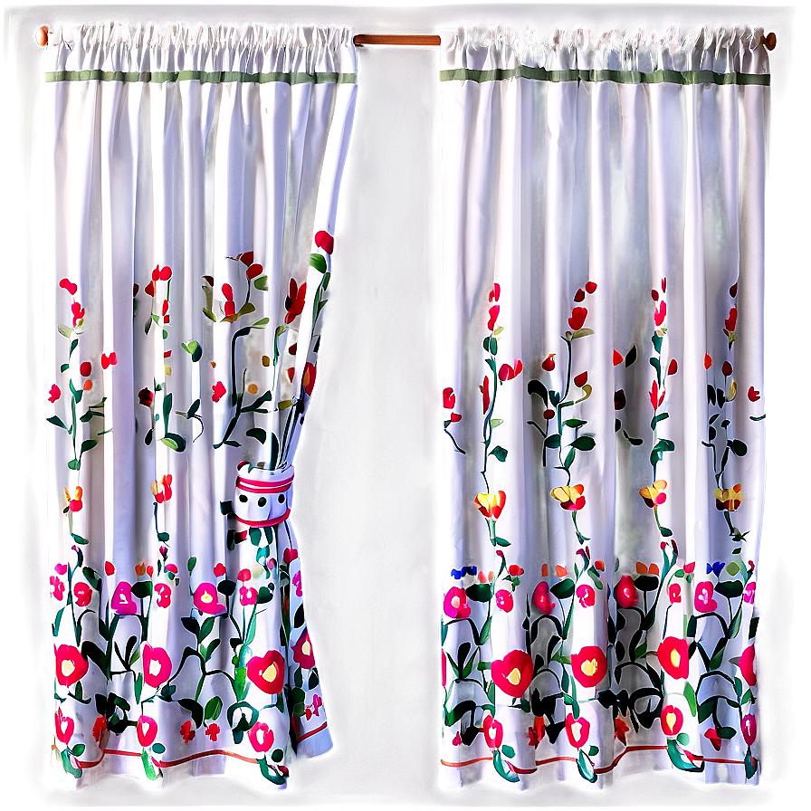 White Embroidered Curtains Png 06282024 PNG image