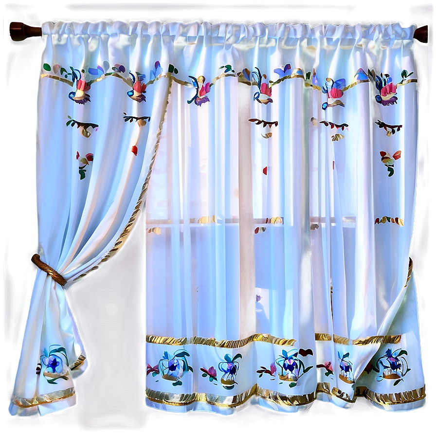 White Embroidered Curtains Png 06282024 PNG image