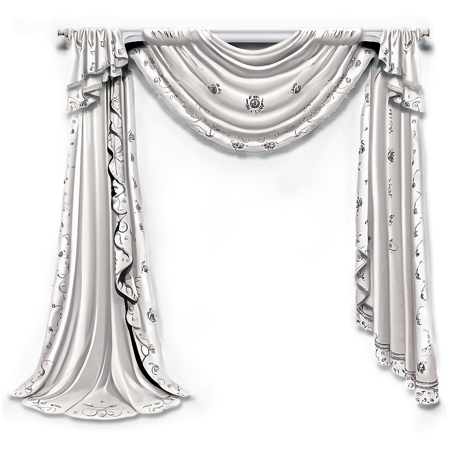 White Embroidered Curtains Png 36 PNG image