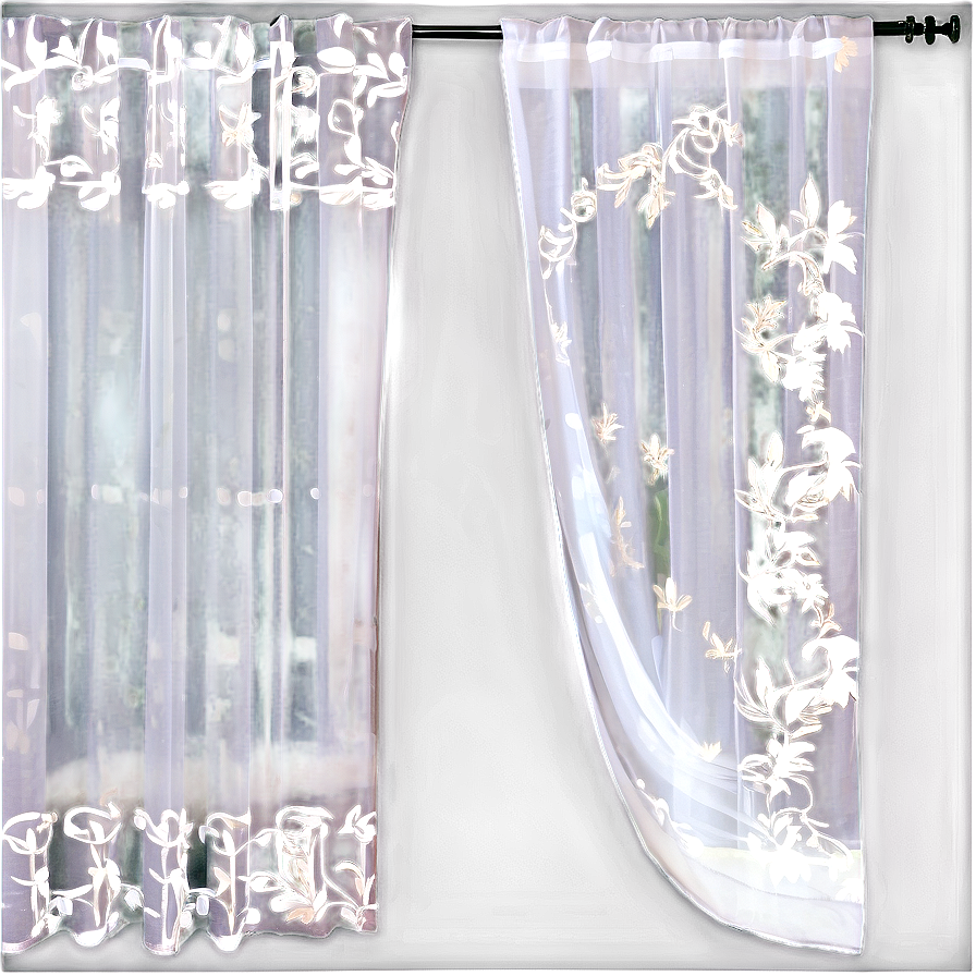 White Embroidered Curtains Png Bjf44 PNG image