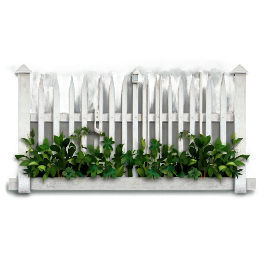 White Fence And Greenery Png 06272024 PNG image