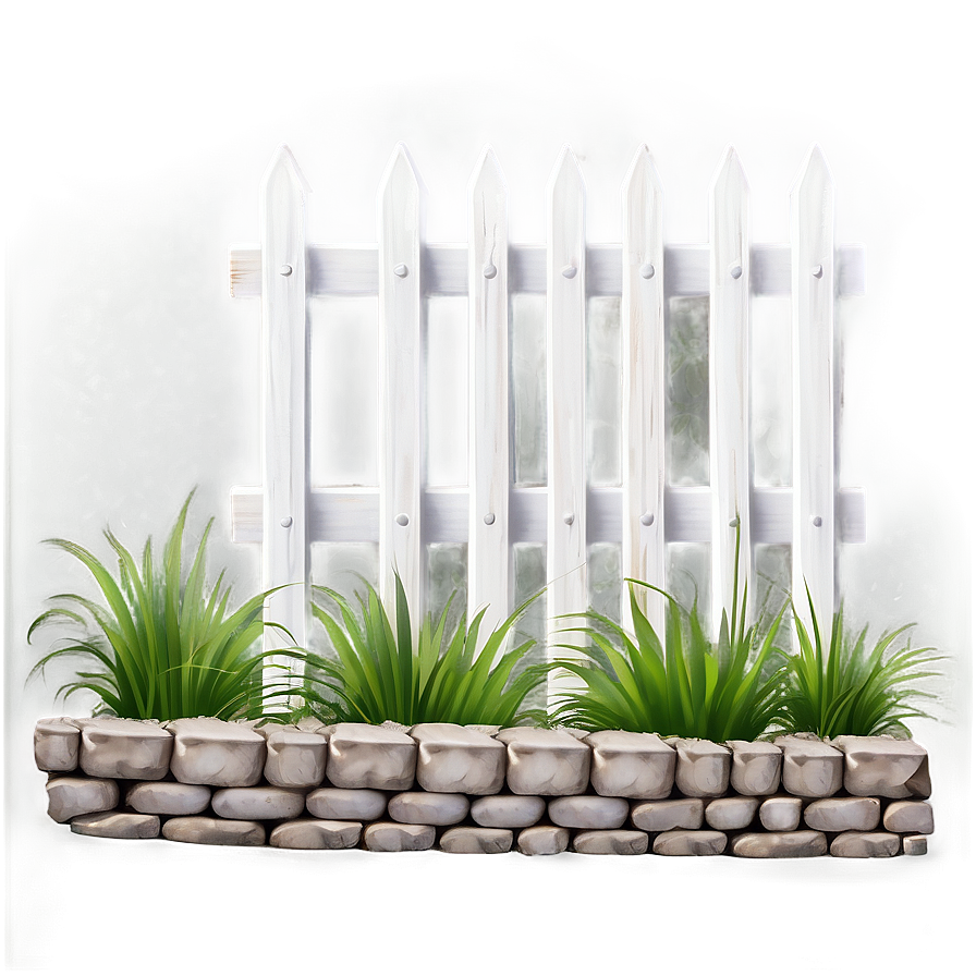 White Fence And Greenery Png 2 PNG image