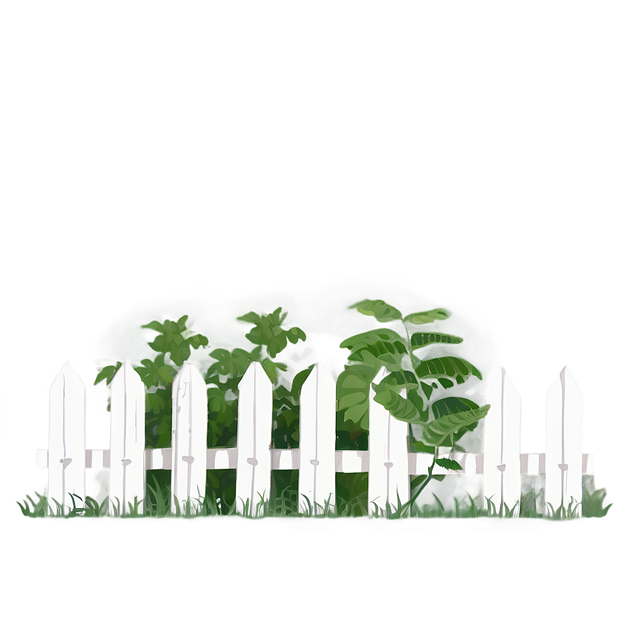 White Fence And Greenery Png 43 PNG image